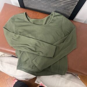 Olive Green Ribbed Women's Top